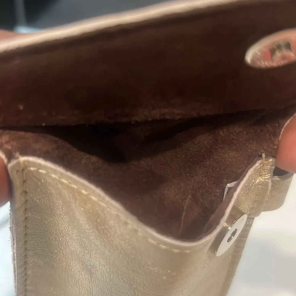 Metallic Gold Clip Cardholder/Coin Purse Pouch! Multi Functional. Snap Closure